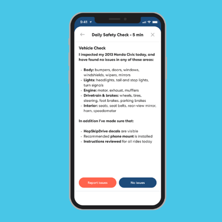 CareDriver daily safety check