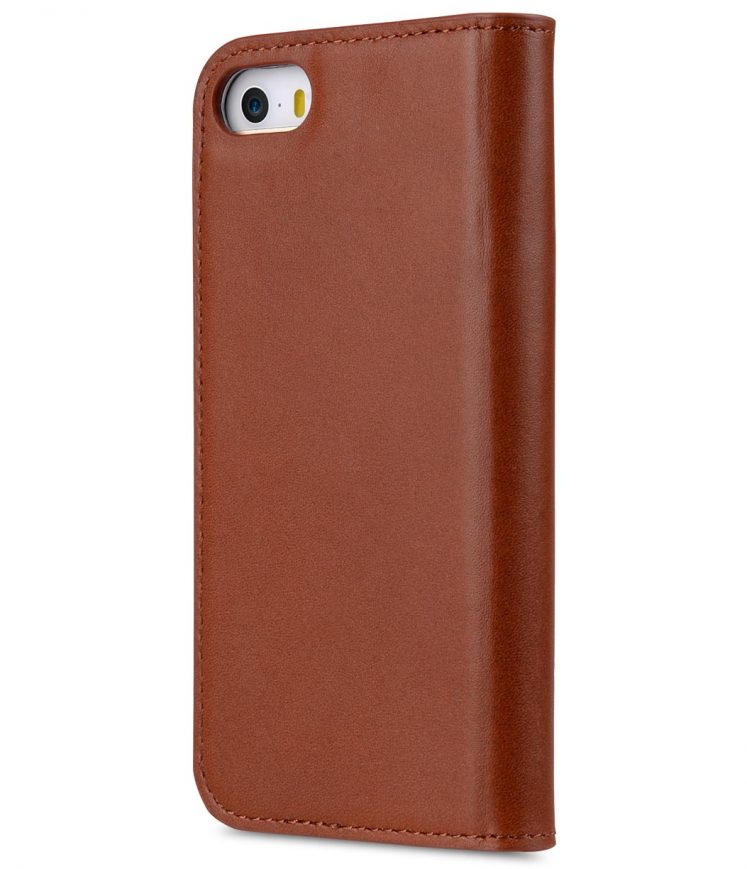 Melkco Italian Cowhide Leather Herman Series Book Style Case for Apple iPhone SE / 5s / 5 (Italian Orange Brown)