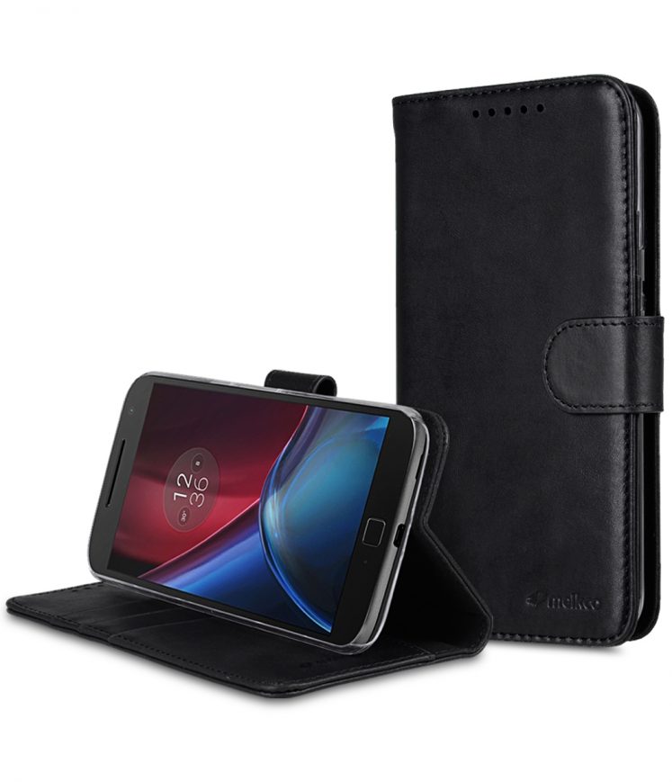 Melkco Premium Genuine Leather Case for Motorola Moto G4 / G4 Plus - Wallet Book Type With Stand Function (Vintage Black)