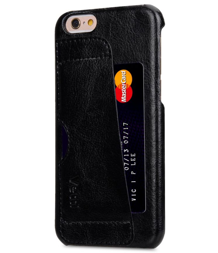 Genuine Leather Card Slot Snap Cover For Iphone 6s (4.7) - Vintage Black