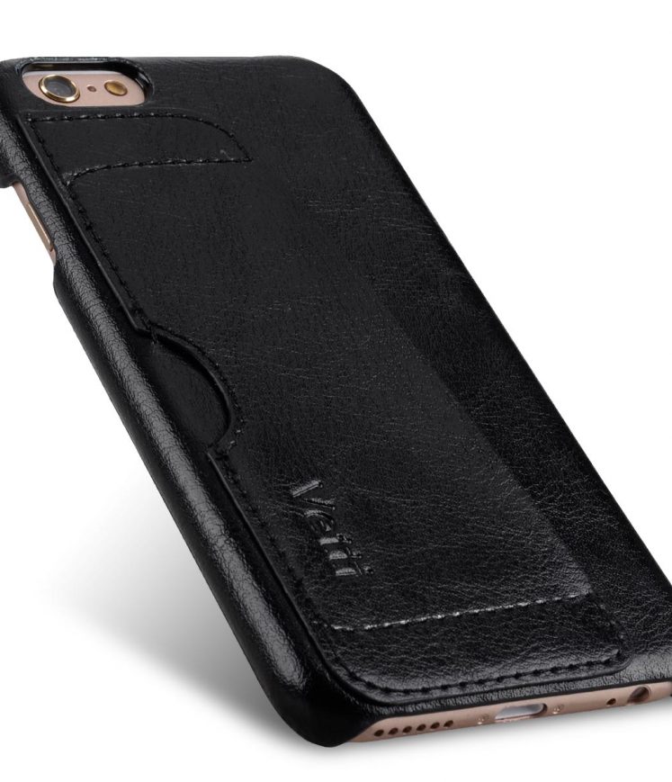 Genuine Leather Card Slot Snap Cover For Iphone 6s (4.7) - Vintage Black