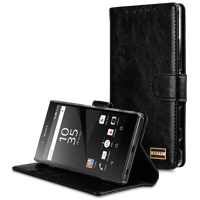 Genuine Leather Flip Folio Stand Book Type Case For Sony Xperia Z5 Premium