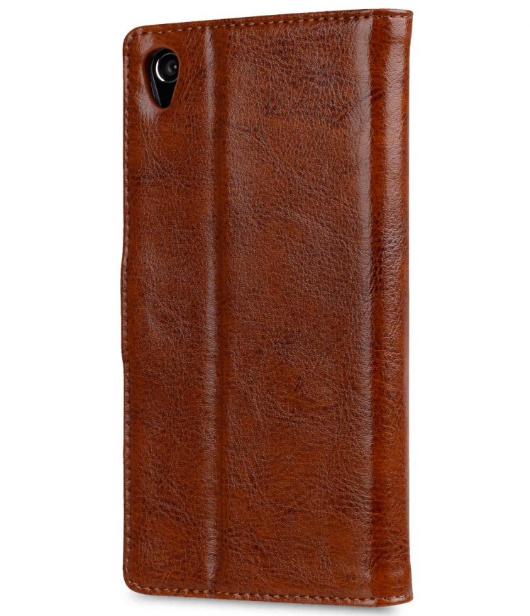 Sony Experia Z5 Genuine Leather Case - Folio Stand Book Type (Vintage Brown)