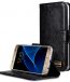 Genuine Leather Folio Stand Book Type Case For Samsung Galaxy S7-(Vintage Black)