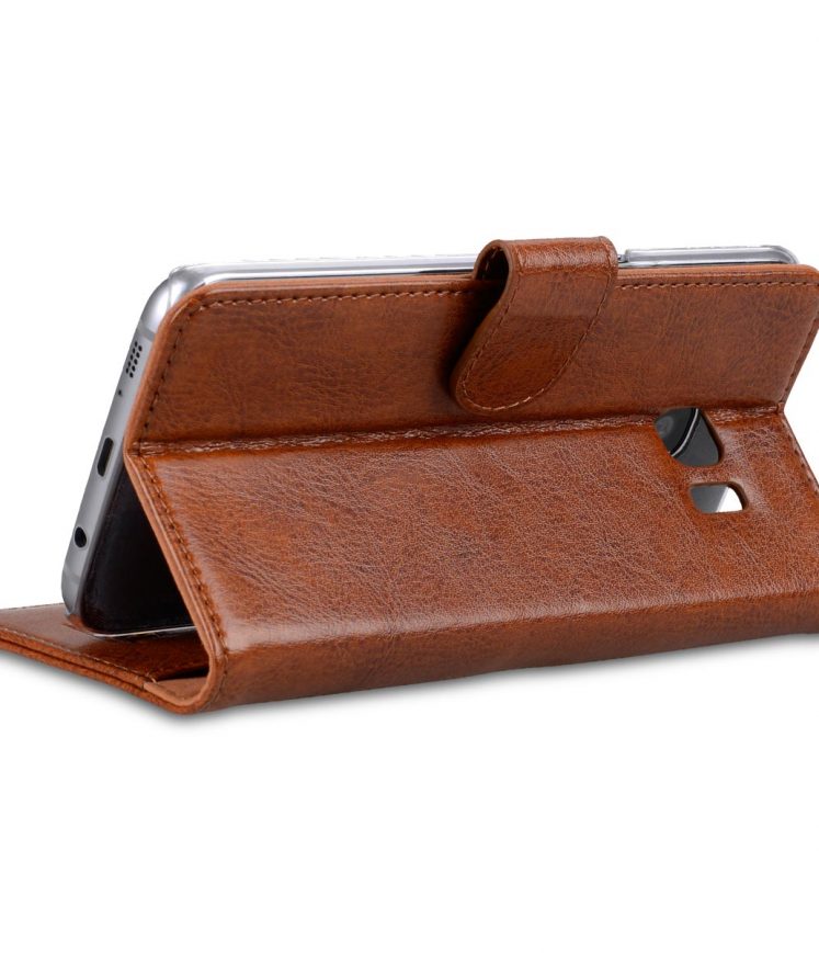 Samsung Galaxy S7 Edge Genuine Leather Case - Folio Stand Book Type (Vintage Brown)