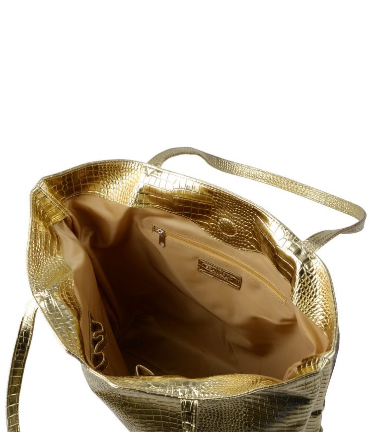 Francpod Camche Series Crocodile Pattern PU Leather Tote Bag - (Gold)