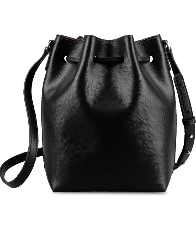 Melkco Fashion Purden Bucket Bag in Cross pattern Genuine leather (Black)