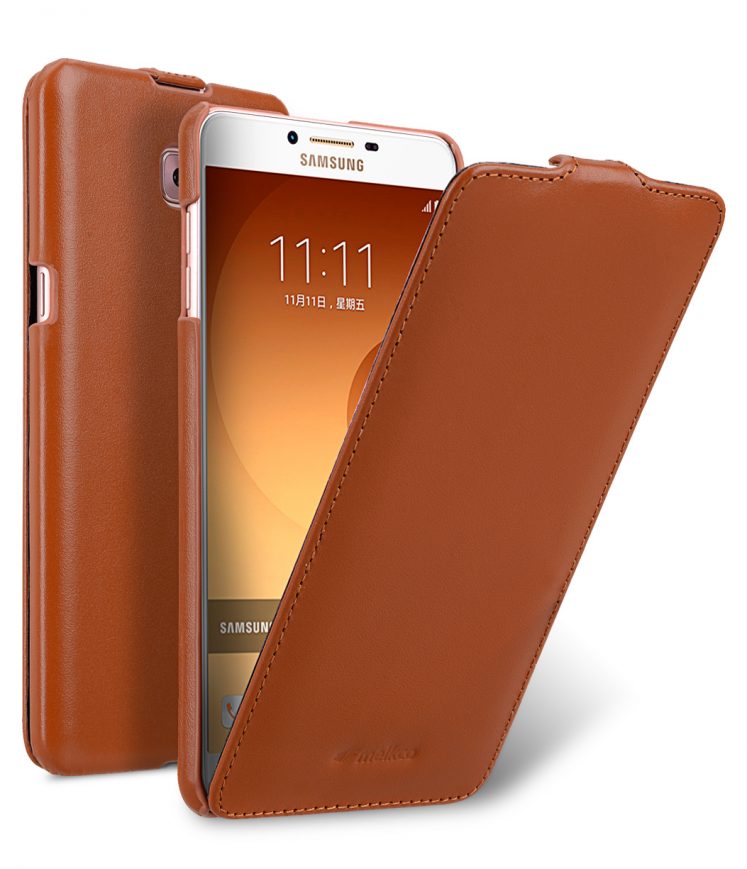 Melkco Premium Leather Case for Samsung Galaxy C9 Pro - Jacka Type ( Brown )