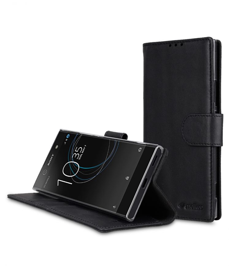 Melkco Premium Leather Flip Folio Case for Sony Xperia XA1 - Wallet Book Clear Type Stand