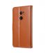 Premium Leather Case for HTC One X10 - Wallet Book Clear Type Stand (Brown CH)