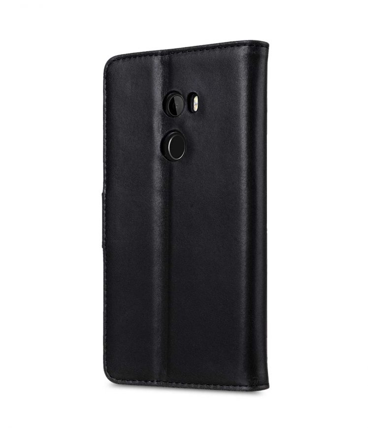 Premium Leather Case for HTC One X10 - Wallet Book Clear Type Stand (Vintage Black)