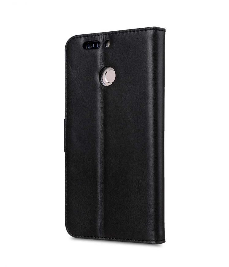 Premium Leather Case for Huawei Honor 8 Pro - Wallet Book Clear Type Stand (Vintage Black)