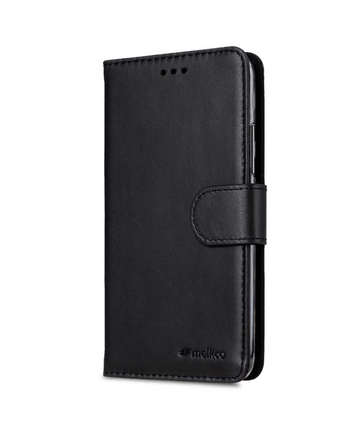 Premium Leather Case for Motorola Moto G5 Plus - Wallet Book Clear Type Stand (Vintage Black)
