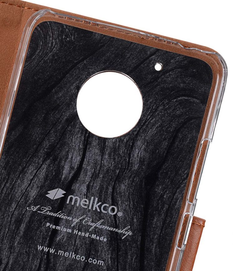 Premium Leather Case for Motorola Moto G5 - Wallet Book Clear Type Stand (Brown CH)