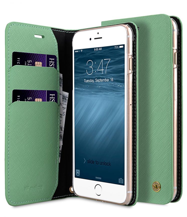 Melkco Fashion Cocktail Series slim Filp Case for Apple iPhone 7 Plus(5.5') (Light Green Cross pattern)