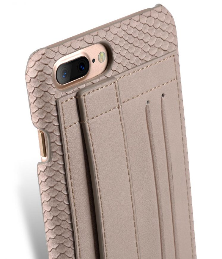 Melkco Fashion Python Skin Series Leather Case with Card Detect Function for Apple iPhone 7 / 8 Plus (5.5") (Light Grey)
