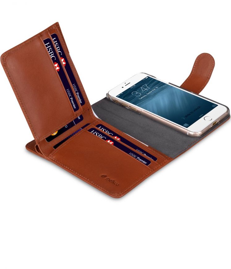 Melkco Premium Leather Case for Apple iPhone 7 / 8 (4.7") - B-Wallet Book Type (Orange Brown)