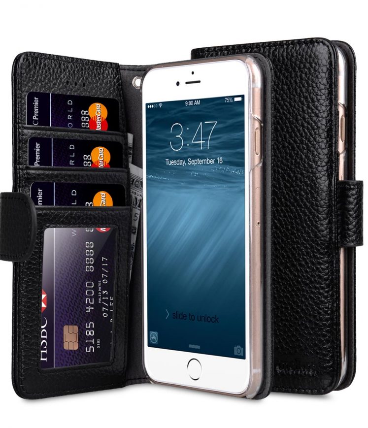Melkco Premium Leather Case for Apple iPhone 7 / 8 (4.7") - Wallet Book ID Slot Type (Black LC)
