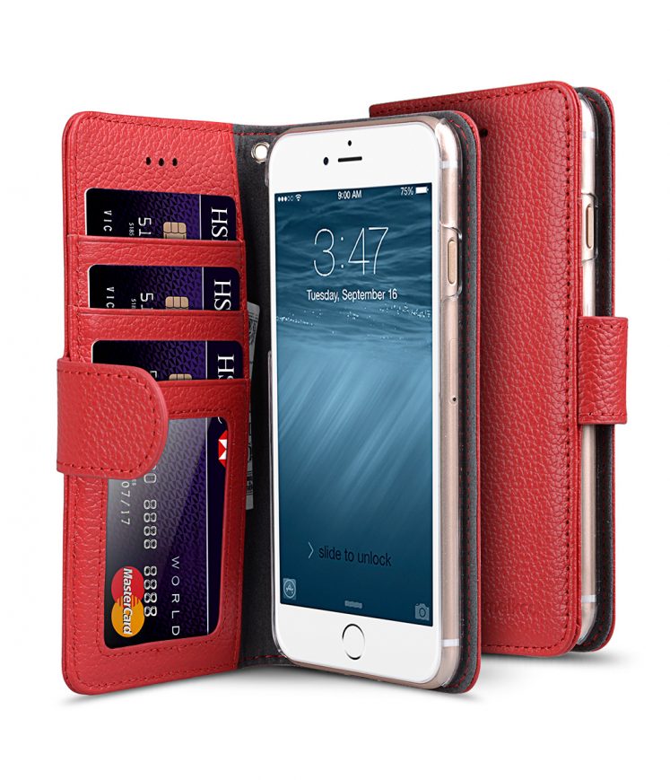 Melkco Premium Leather Case for Apple iPhone 7 / 8 (4.7") - Wallet Book ID Slot Type (Red LC)