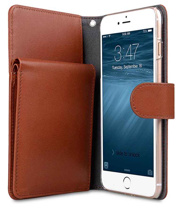 Melkco Premium Leather Case for Apple iPhone 7 / 8 Plus(5.5") - B-Wallet Book Type (Orange Brown)