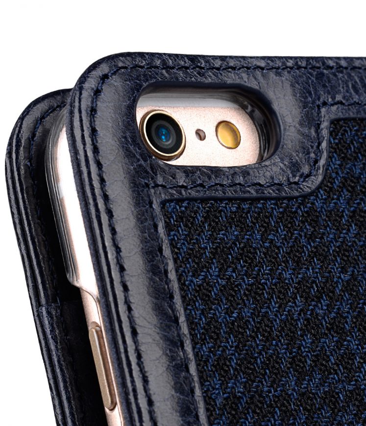 Melkco Premium Cow Leather Case Heritage Series (Swallow Collection) Book Style for iPhone 6 - 4.7" Case (Blue)