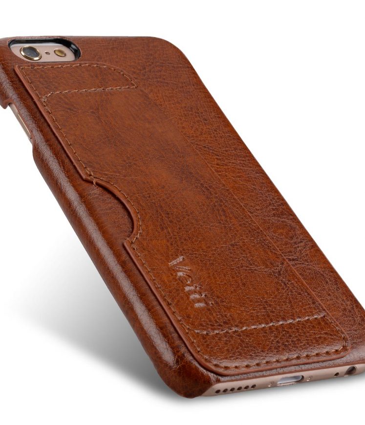 Genuine Leather Card Slot Snap Cover For Iphone 6s Plus (5.5) - Vintage Brown