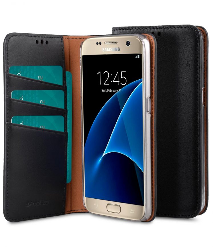 Melkco Italian Cowhide Leather Herman Series Book Style Case for Samsung Galaxy S7 (Italian Black)