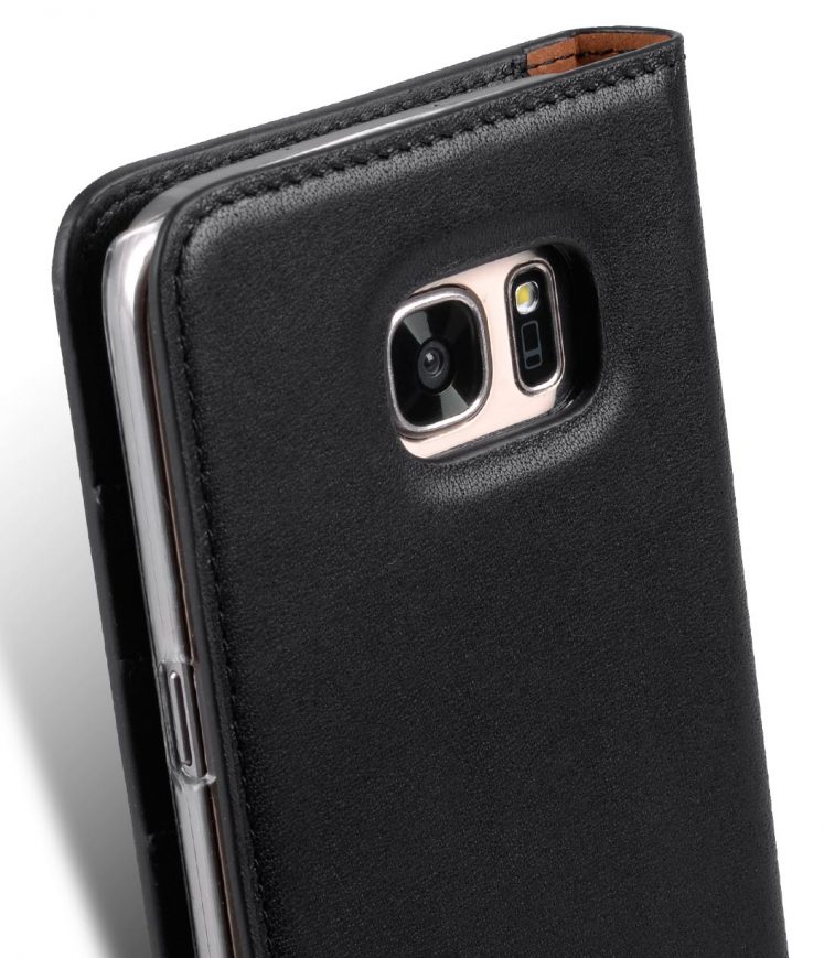 Melkco Italian Cowhide Leather Herman Series Book Style Case for Samsung Galaxy S7 (Italian Black)