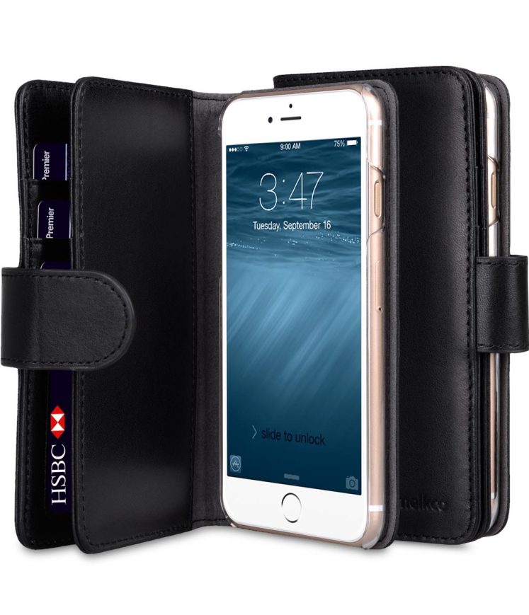 Melkco Premium Leather Case for Apple iPhone 7 / 8 (4.7") - Wallet Plus Book Type (Black)