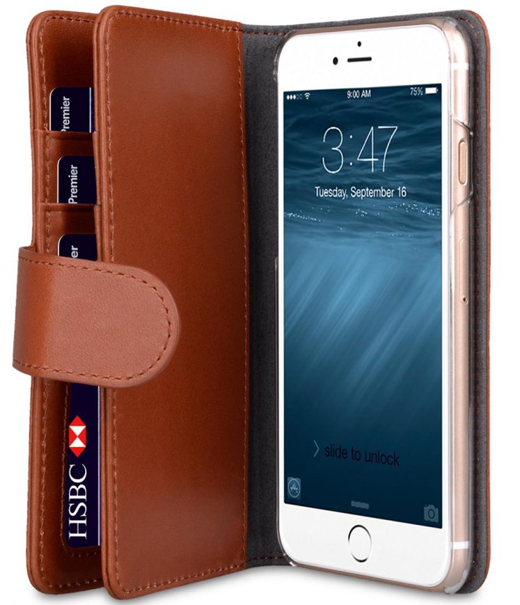 Melkco Premium Leather Case for Apple iPhone 7 / 8 (4.7") - Wallet Plus Book Type (Orange Brown)