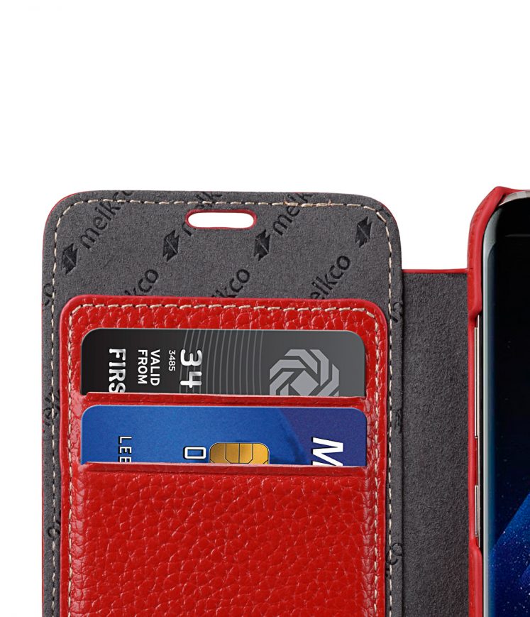 Melkco Premium Leather Case for Samsung Galaxy S8 - Face Cover Book Type ( Red LC )