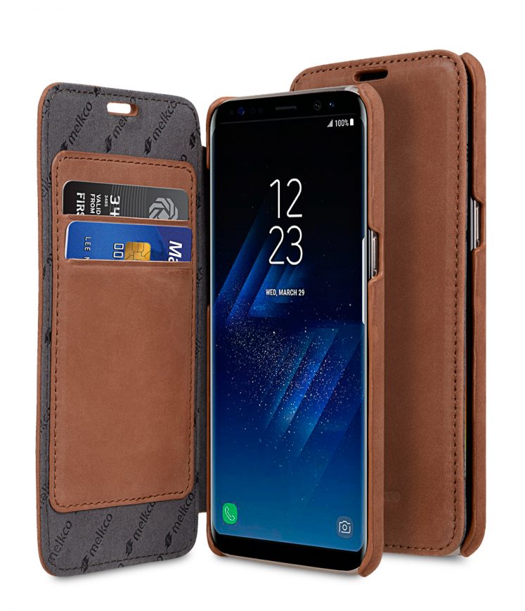 Melkco Premium Leather Case for Samsung Galaxy S8 - Face Cover Book Type (Classic Vintage Brown)