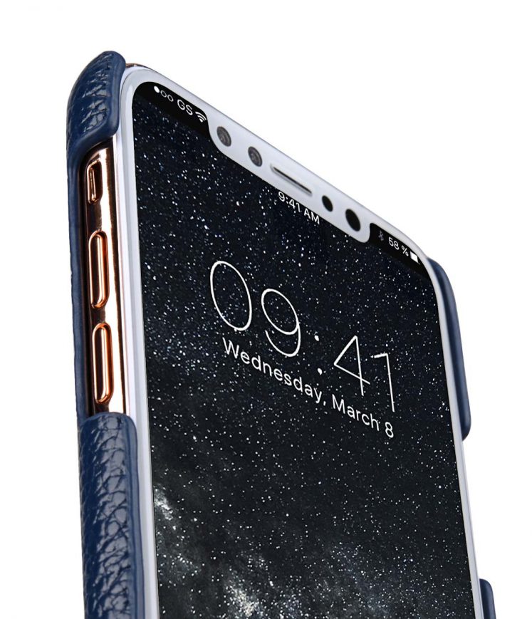 Premium Leather Card Slot Cover Case for Apple iPhone X - (Dark Blue LC)Ver.2