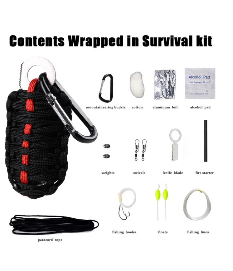 12 in 1 Multi-Functional Emergency Survival Kit - Black