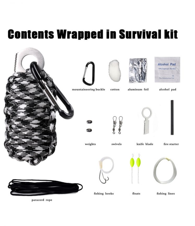 12 in 1 Multi-Functional Emergency Survival Kit - Camouflage Black/White