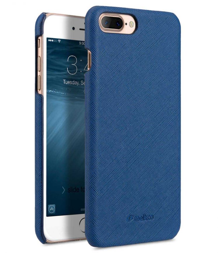Melkco Mini PU Leather Snap Cover for Apple iPhone 7 Plus (5.5") (Blue Cross Pattern PU)