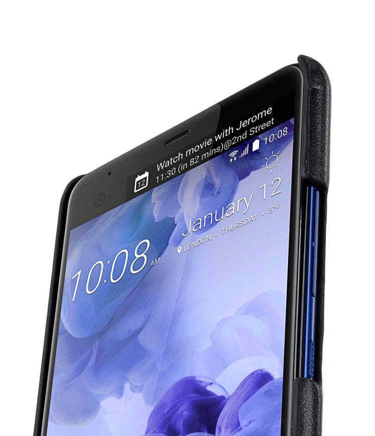 Mini PU Leather Dual Card Slots Snap Cover for HTC U Ultra - (Black PU)