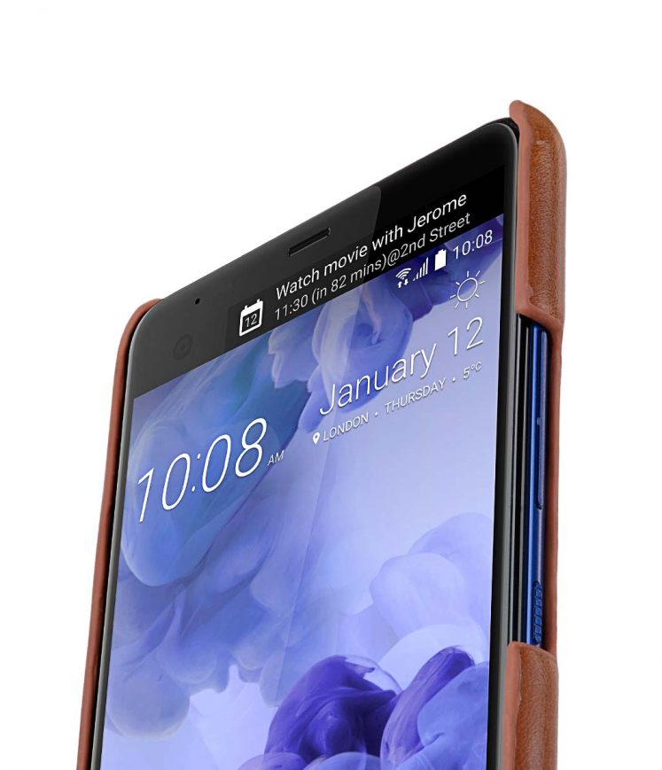 Mini PU Leather Dual Card Slots Snap Cover for HTC U Ultra - ( Brown CH PU)