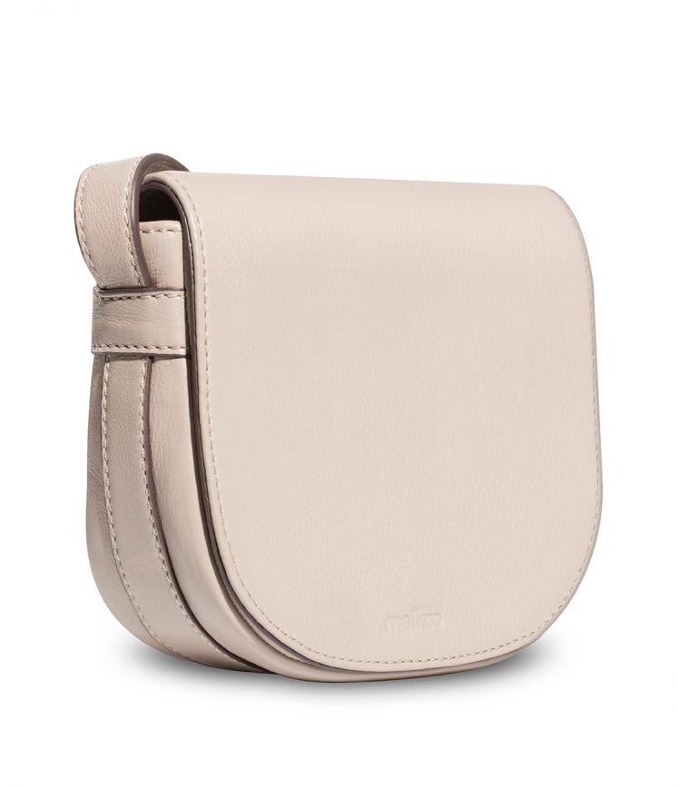 Melkco Blooming Series Mini Saddle Bag in Genuine Leather (Beige)