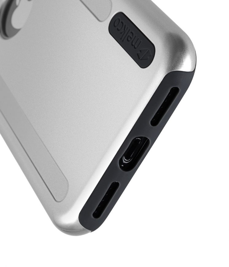 Melkco Kubalt Double Layer Pro (Apple Logo Visible) Case for Apple iPhone X - ( Silver / Black )