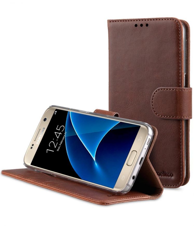 Melkco Mini PU Leather Case For Samsung Galaxy S7 - Wallet Book Type With Stand Function (Classic Vintage Brown PU)