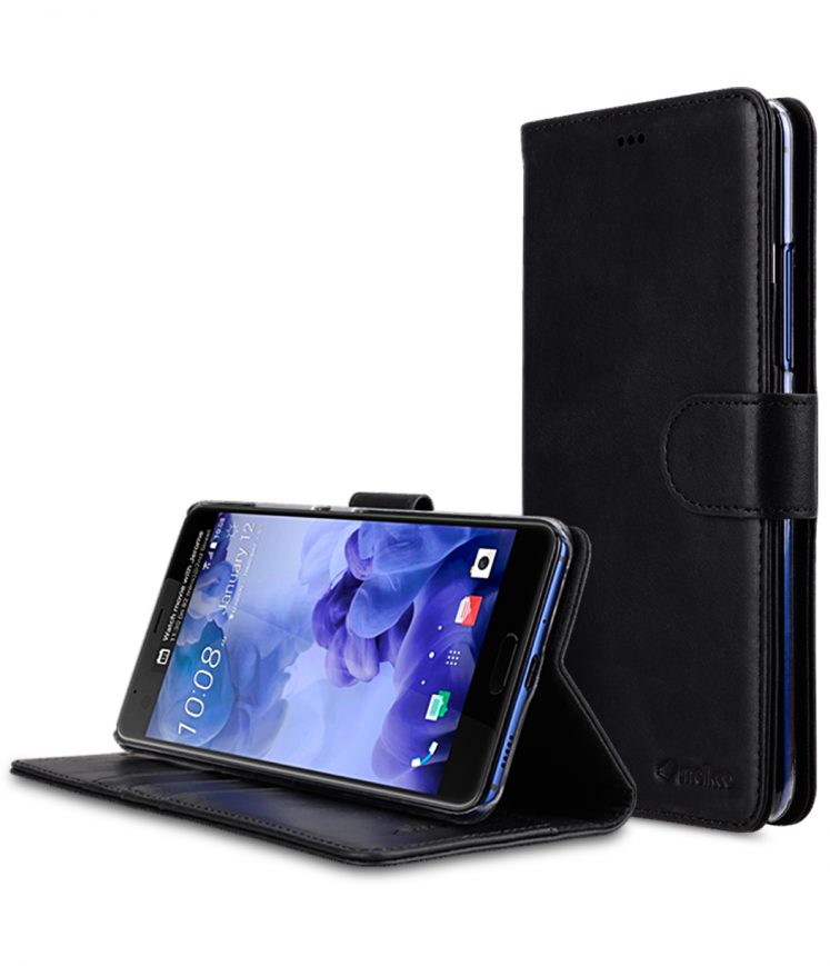 Melkco Premium Leather Case for HTC U Ultra - Wallet Book Clear Type Stand ( Vintage Black )