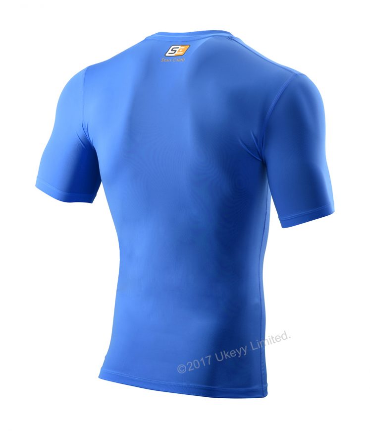 Men's Stretch Short-Sleeve Round Neck Sports T-Shirts - Size M - ( Blue )