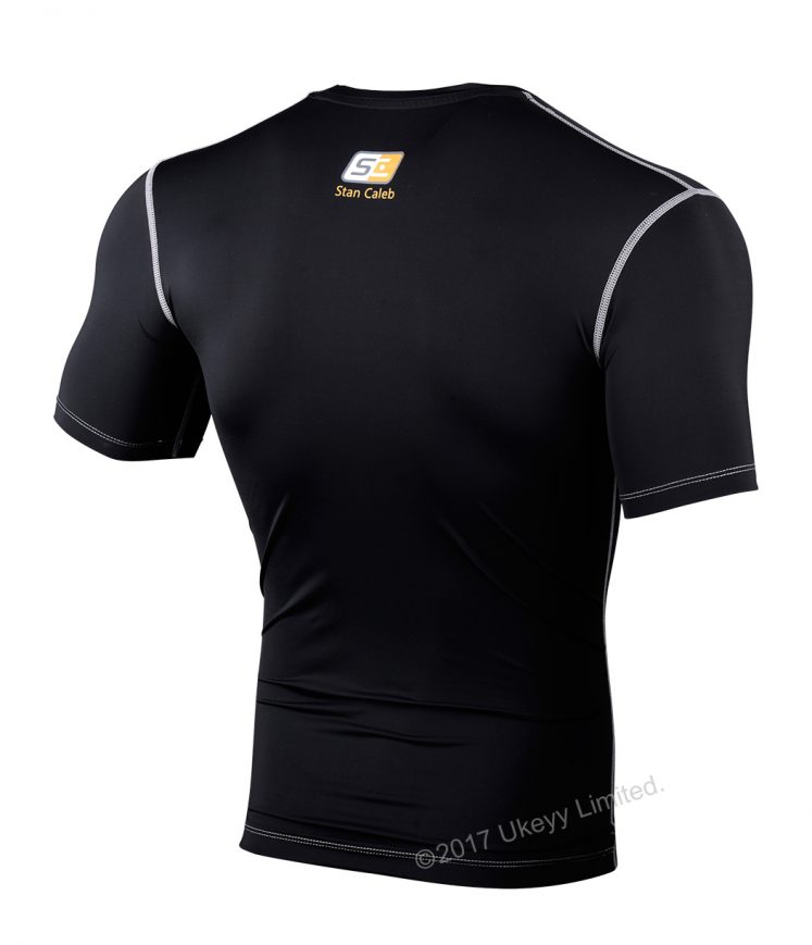 Men's Stretch Short-Sleeve Round Neck Sports T-Shirts - Size XL - ( Black )