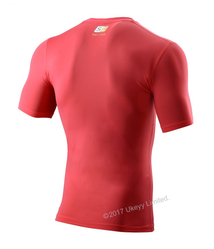 Men's Stretch Short-Sleeved Round Neck Sports T-Shirts - Size S - (Red)