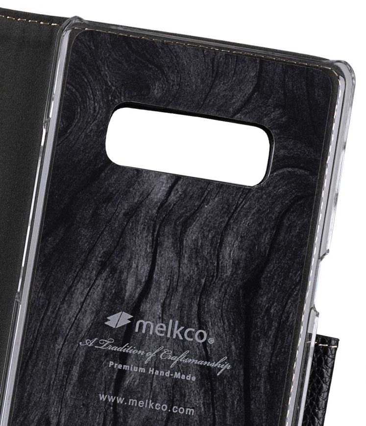 Melkco Premium Leather Case for Samsung Galaxy Note 8 - Wallet Book Clear Type Stand (Black LC)
