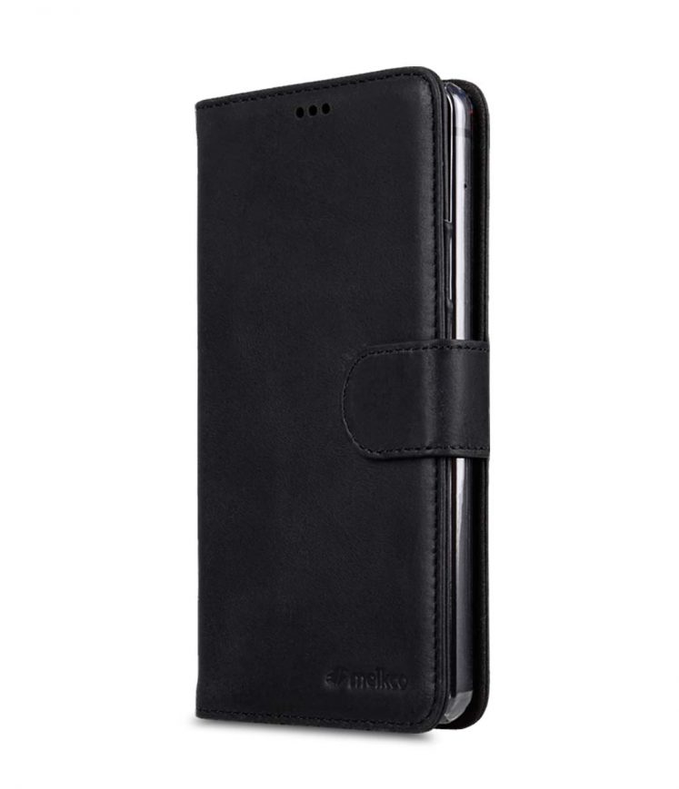 Premium Leather Case for LG G6 - Wallet Book Clear Type Stand (Vintage Black)