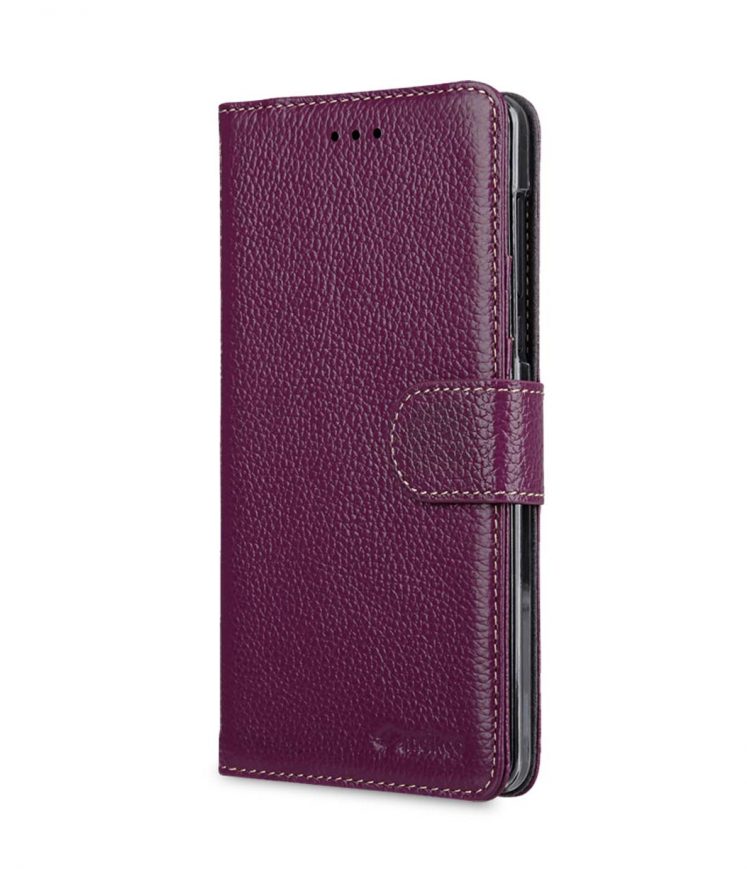 Premium Leather Case for Nokia 6 - Wallet Book Clear Type Stand (Purple LC)