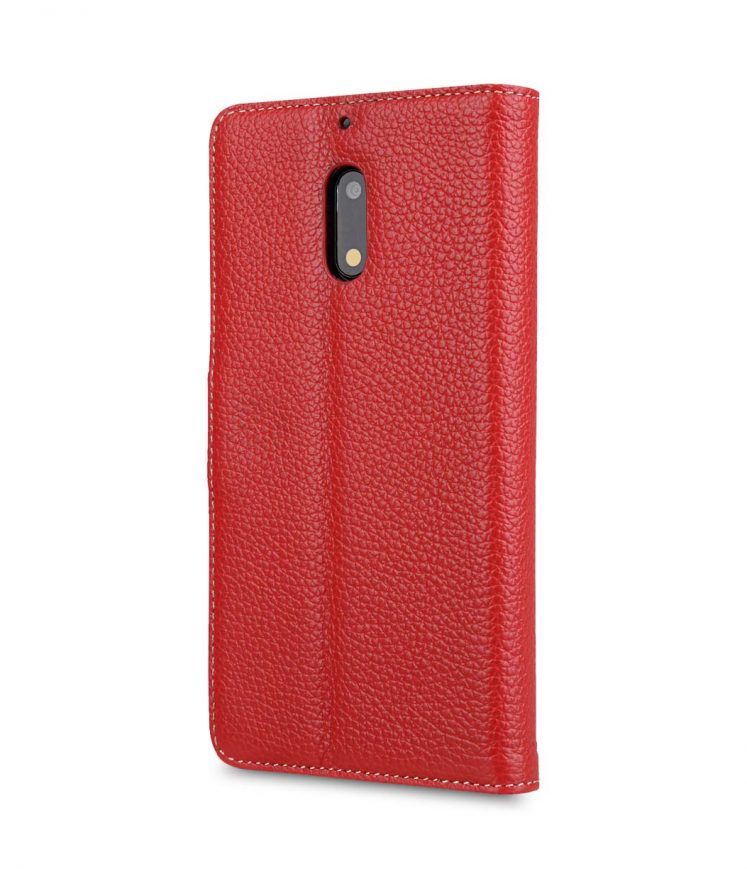 Premium Leather Case for Nokia 6 - Wallet Book Clear Type Stand (Red LC)