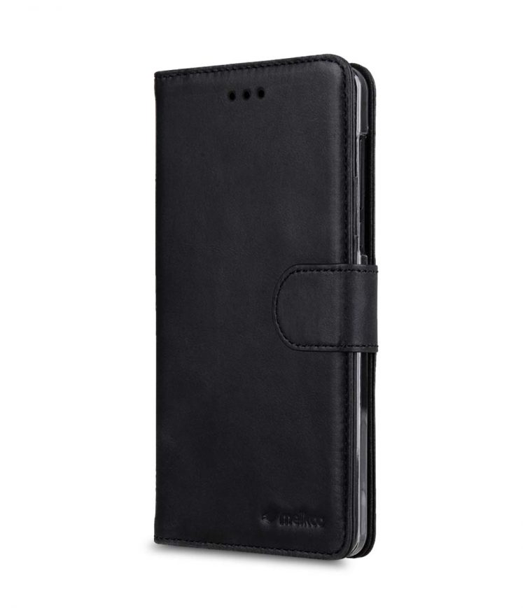 Premium Leather Case for Nokia 6 - Wallet Book Clear Type Stand (Vintage Black)